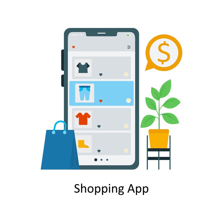 Vector ilustración de estilo de icono plano de concepto de compras