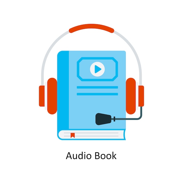 Ilustración de estilo de icono plano de concepto de libro de audio