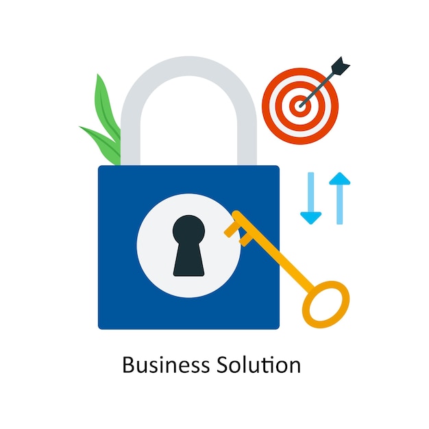 Ilustración de estilo de icono plano de concepto de solución empresarial