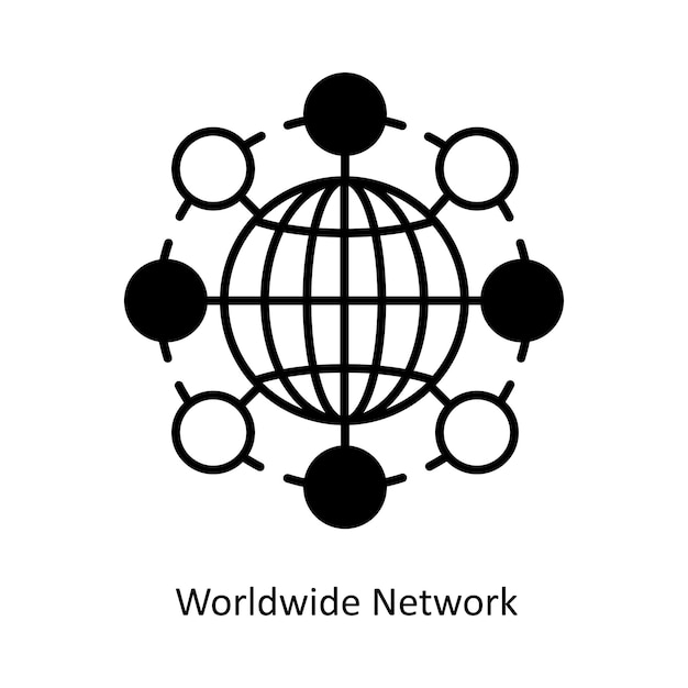 Ilustración de estilo de icono sólido del vector de red mundial sami archivo EPS 10