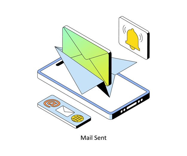 Ilustración de estilo isométrico de gradiente vectorial enviado por correo EPS 10 Archivo