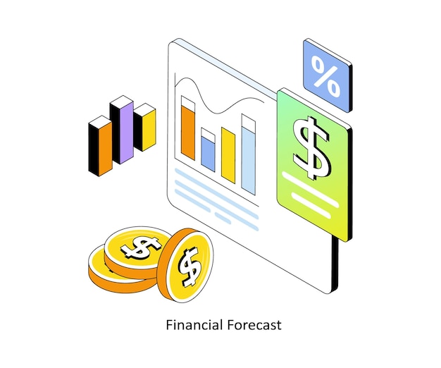 Ilustración de estilo isométrico del gradiente vectorial de las previsiones financieras EPS 10