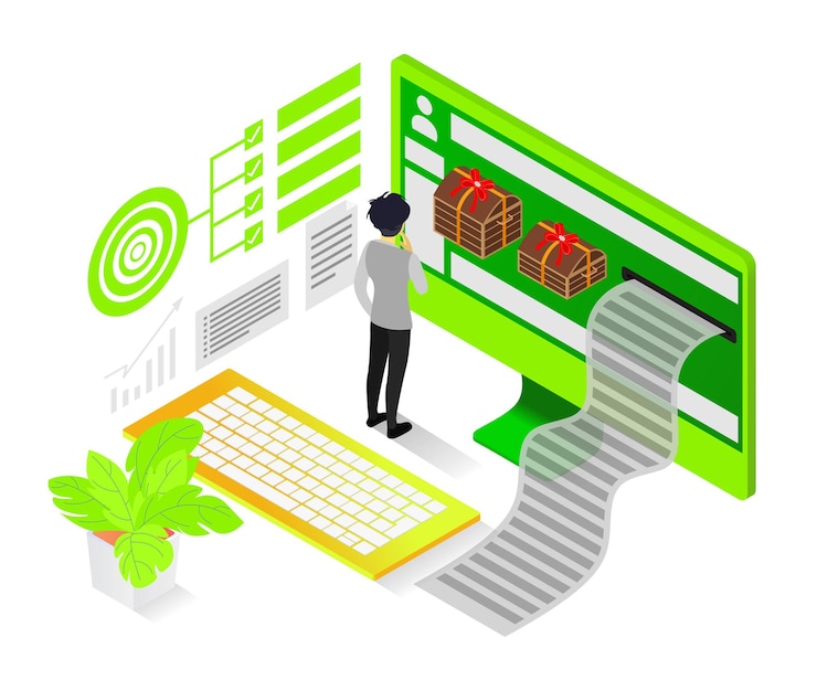 Vector ilustración de estilo isométrico sobre comentarios o bonificaciones para el cliente mejor.