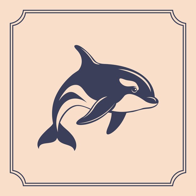 Vector ilustración del estilo del logotipo de la silueta de la ballena orca asesina