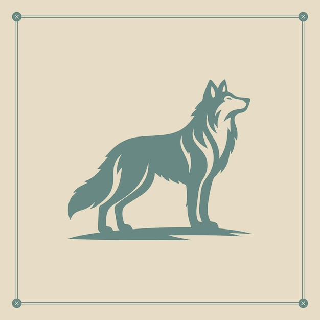 Ilustración del estilo del logotipo de la silueta del lobo