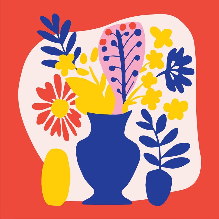 Vector ilustración de estilo matisse de diseño plano floral