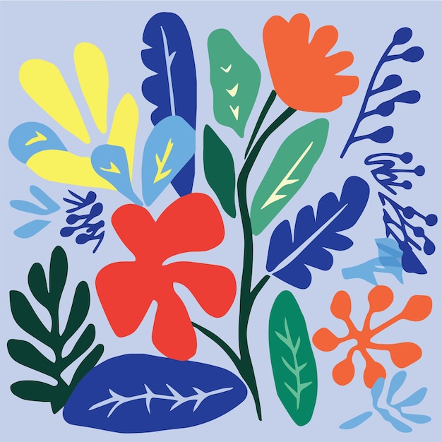 Ilustración de estilo matisse de diseño plano Floral