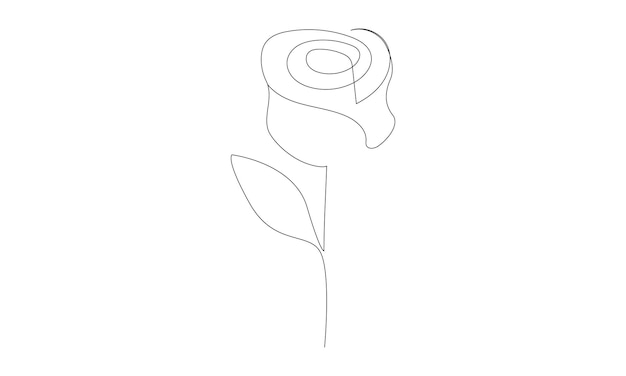 Ilustración de estilo minimalismo de diseño de rosas de una línea vectorial