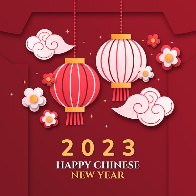 Ilustración de estilo de papel para la celebración del año nuevo chino