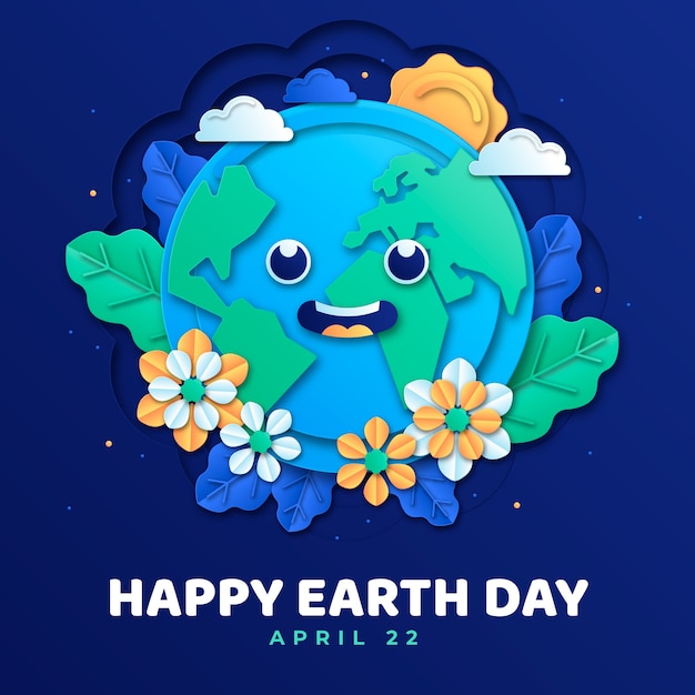 Vector ilustración de estilo de papel para la celebración del día de la tierra