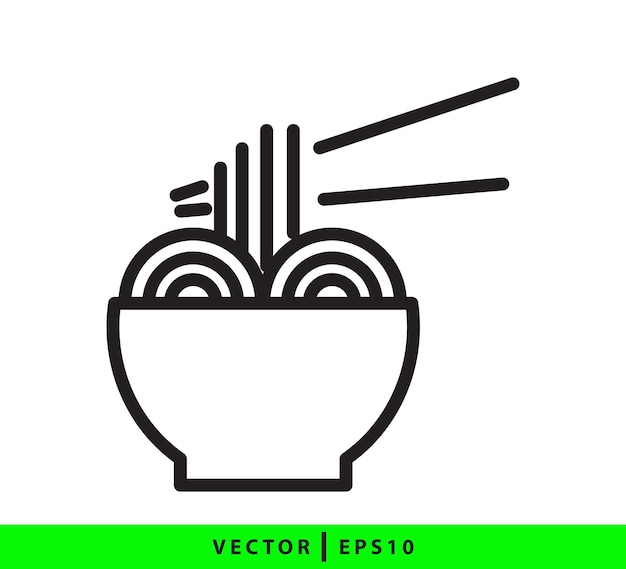 Ilustración de estilo plano del icono del cuenco de fideos