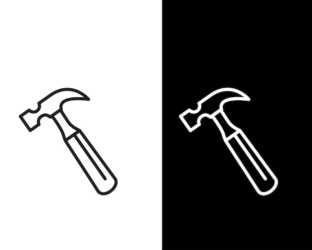 Ilustración de estilo plano del icono del vector del martillo
