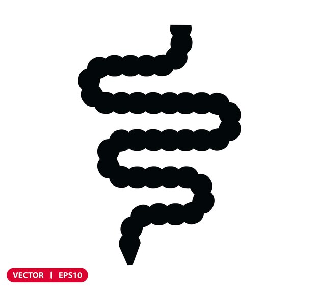 Ilustración de estilo plano del icono vectorial del intestino