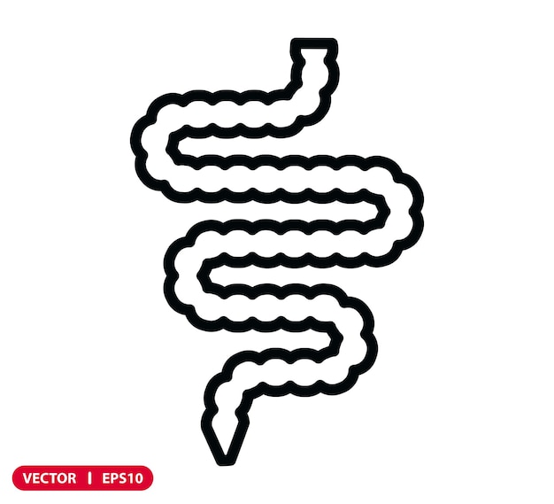 Ilustración de estilo plano del icono vectorial del intestino