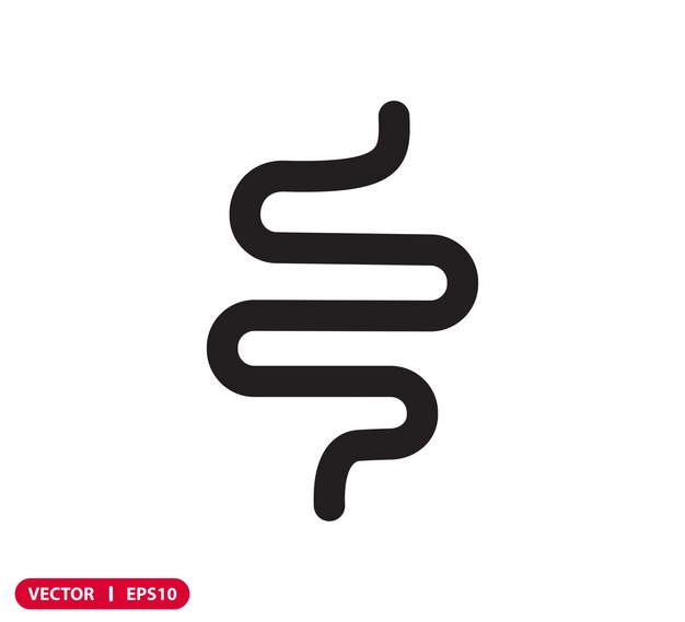 Ilustración de estilo plano del icono vectorial del intestino