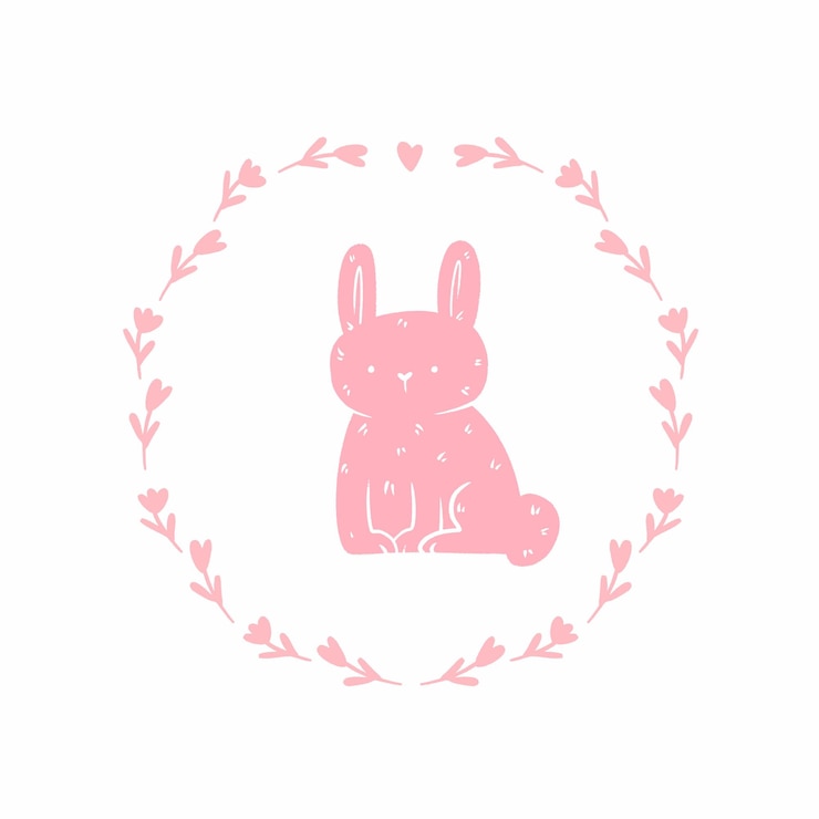 Vector ilustración de estilo plano lindo conejito con marco floral