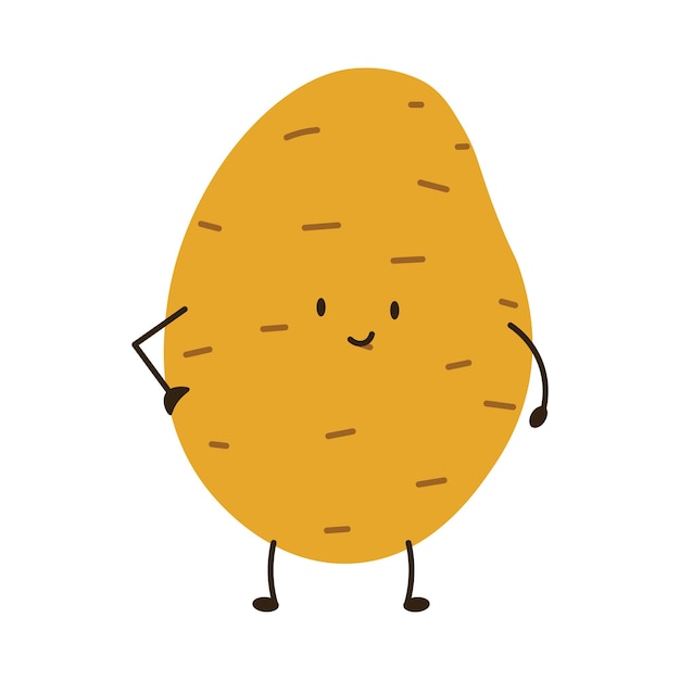 Ilustración de estilo plano de patata con cara feliz ideal para proyectos de cocina de alimentación saludable y
