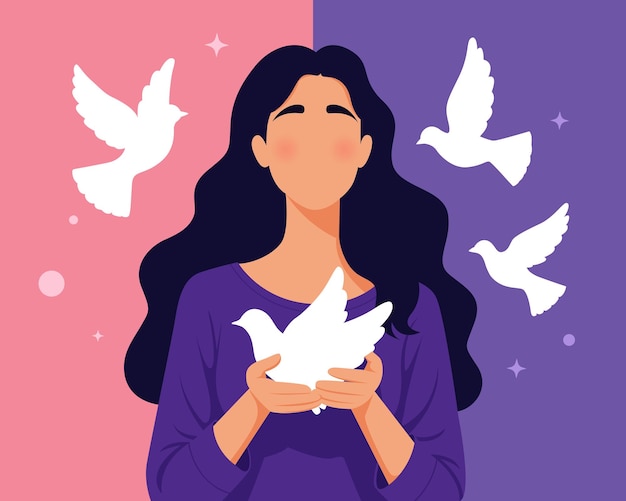 Ilustración en estilo plano sobre el tema de la salud mental la calma la relajación