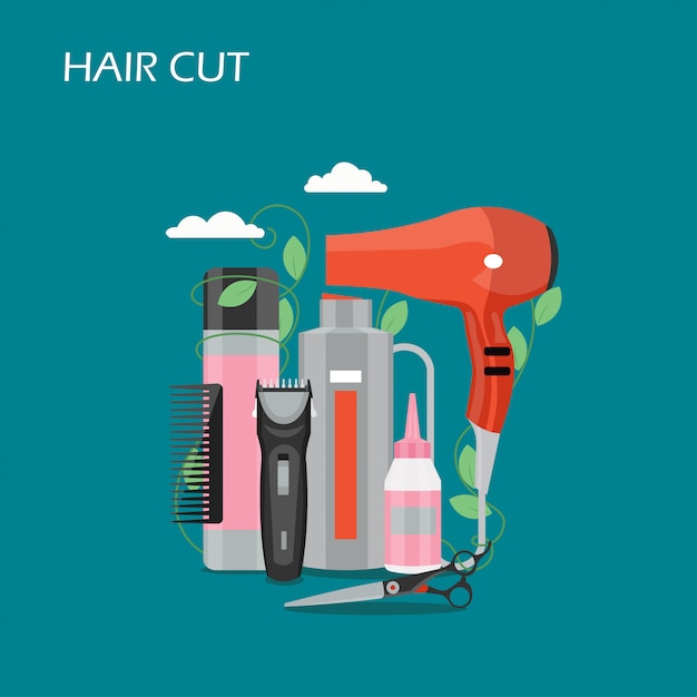 Ilustración de estilo plano de vector de corte de pelo