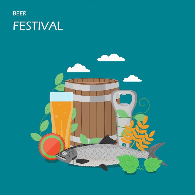 Vector ilustración de estilo plano de vector de festival de cerveza