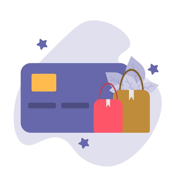 Ilustración de estilo plano vectorial compras en línea tarjeta de crédito grande Icono de tarjeta de crédito Diseño minimalista