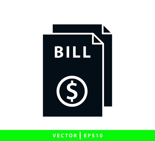 Ilustración de estilo plano vectorial del icono de la factura