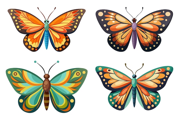 Vector ilustración de estilo pro del conjunto vectorial de mariposas