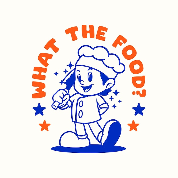 Ilustración de estilo retro de la mascota del chef