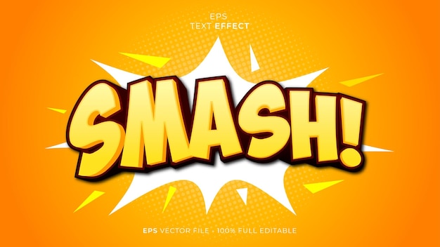 Ilustración de estilo Smash de efecto de texto editable