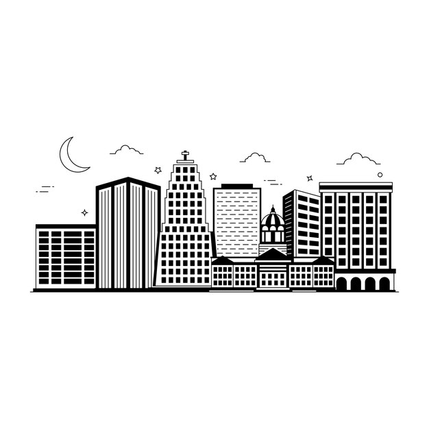 Ilustración de estilo sólido de City Skylines