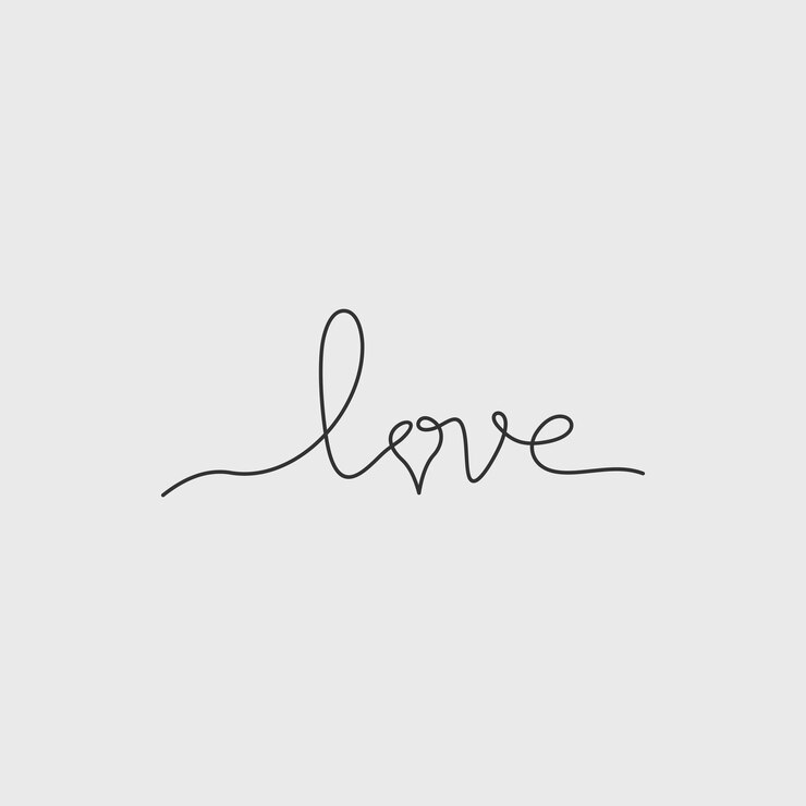 Ilustración de estilo de tipografía de palabra de amor de una línea