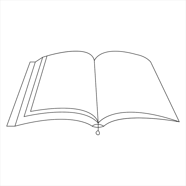 Ilustración de estilo vectorial de dibujo de arte de libro abierto de línea única continua