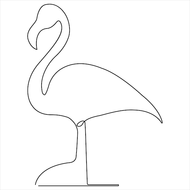 Ilustración de estilo vectorial de dibujo de aves de garza de una sola línea continua