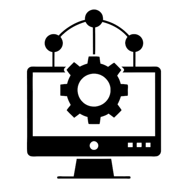 Ilustración de estilo vectorial plano de concepto tecnológico con elementos de diseño de desarrollo web