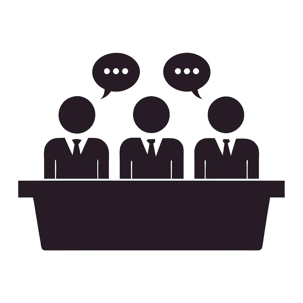 Ilustración de estilo vectorial plano de concepto tecnológico con elementos de diseño de discusión de panel