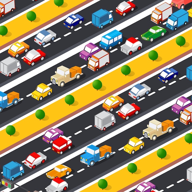 Vector ilustración de estilo de vida de carretera de los vehículos de tráfico de la ciudad