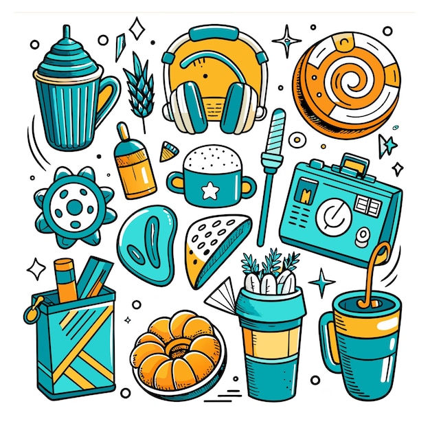 Ilustración de estilo de vida Icon Vector Doodle Set Bundle.