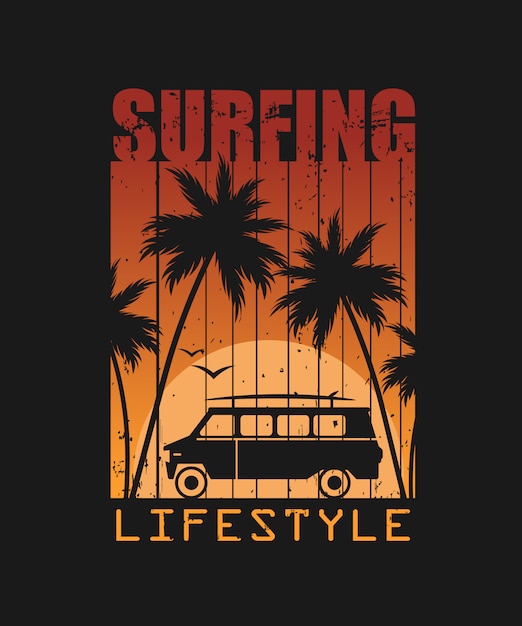 Ilustración de estilo de vida de surf