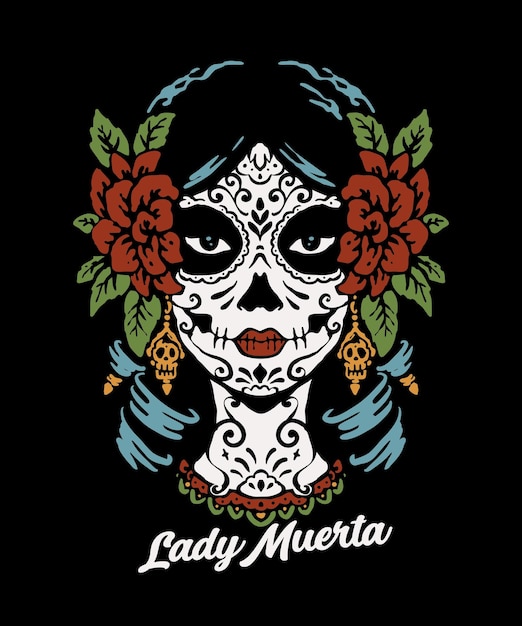 Ilustración de estilo vintage de señora muerta