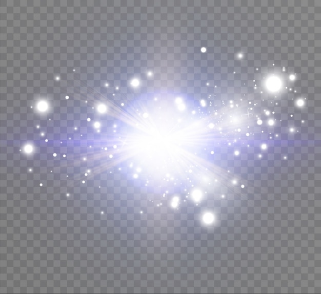 Ilustración de estrella brillante hermosos rayos sobre un fondo transparente