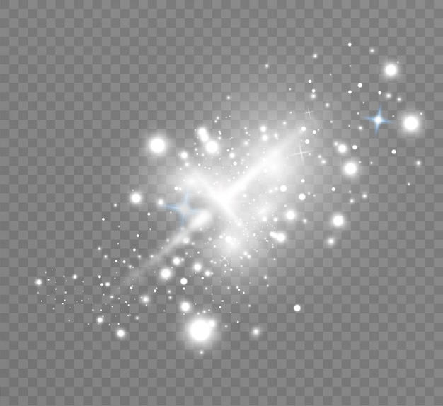 Ilustración de estrella brillante. Hermosos rayos sobre un fondo transparente