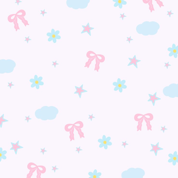 Ilustración de la estrella de la flor de la nube de cinta rosa para el embalaje de envoltura de regalo de ropa infantil de patrón femenino