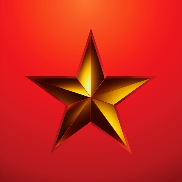 Ilustración de una estrella de oro en rojo.