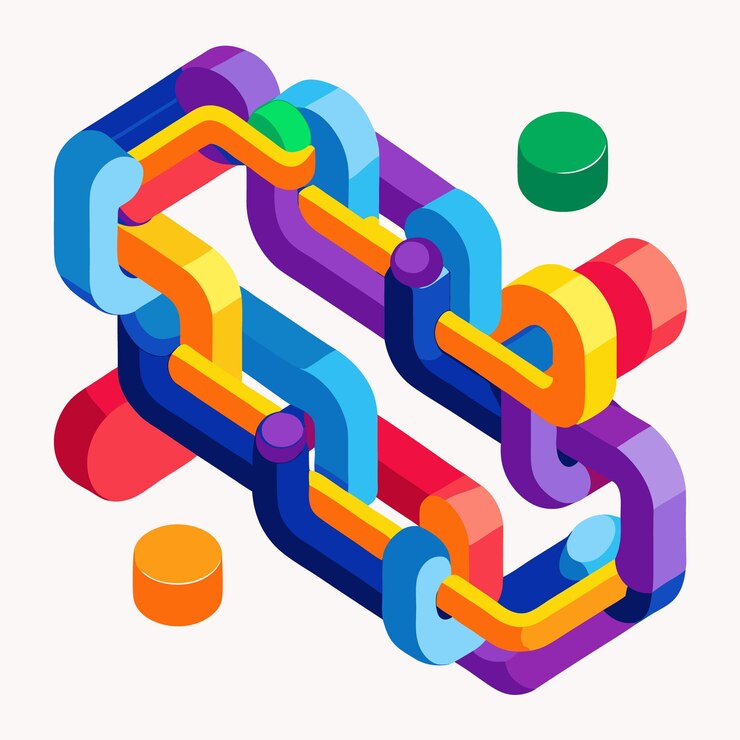 Vector ilustración de la estructura molecular en 3d de colores concepto de ciencia y química