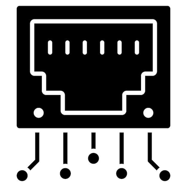 Vector ilustración de ethernet en negro sólido de glifo