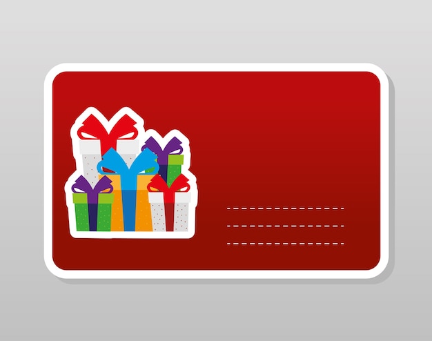 Vector ilustración de etiqueta de decoración de celebración de cajas de regalo de feliz navidad