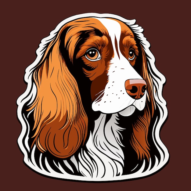 Ilustración de etiqueta de perro cocker spaniel americano