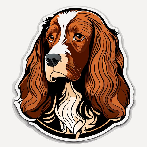 Vector ilustración de etiqueta de perro cocker spaniel americano