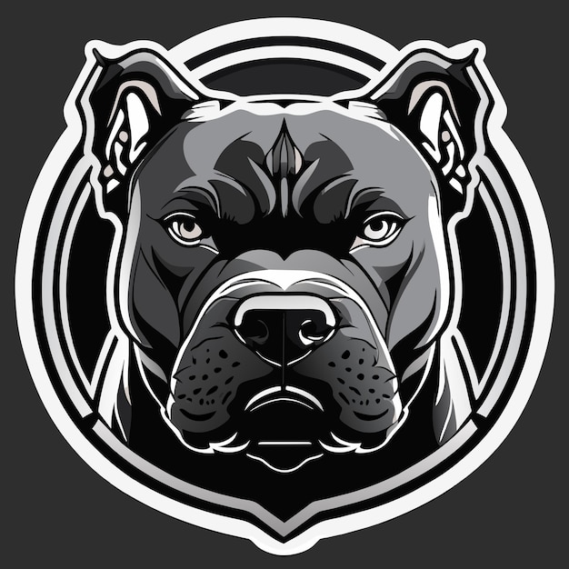 Vector ilustración de etiqueta de perro pit bull terrier americano