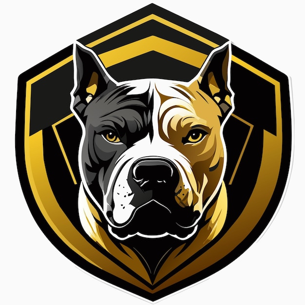 Ilustración de etiqueta de perro pit bull terrier americano